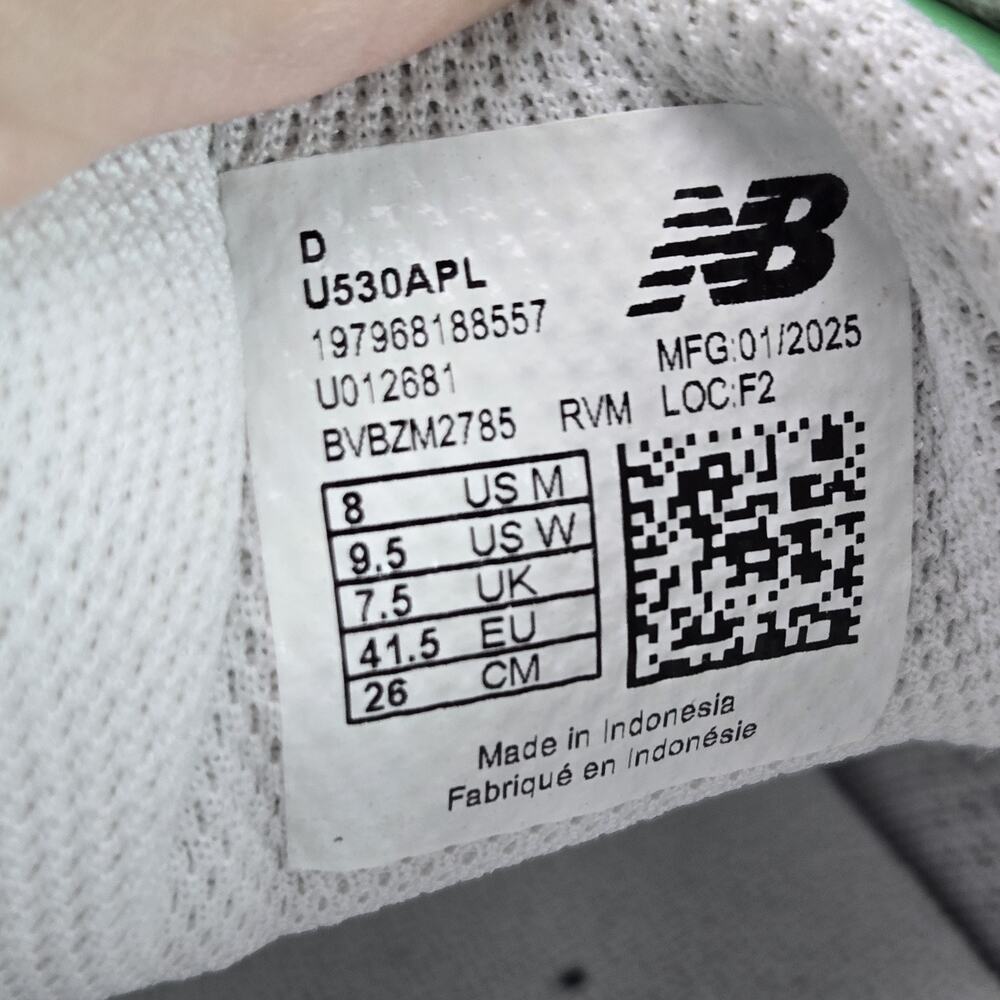 New Balance 530 Womens Size 9.5 D Running Shoes U530APL White Green - Picture 10 of 11